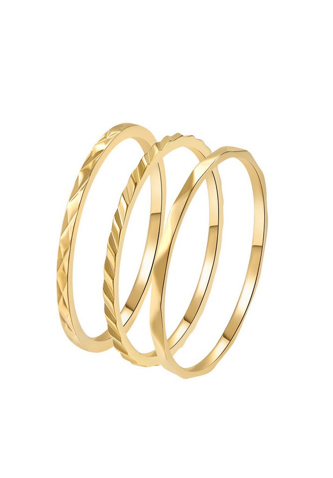 Hey Happiness Ring-Set 3 tlg., Basic Band Stapelringe, Dünne Gedrehte Twist Ringe aus Edelstahl, wasserfest von Hey Happiness