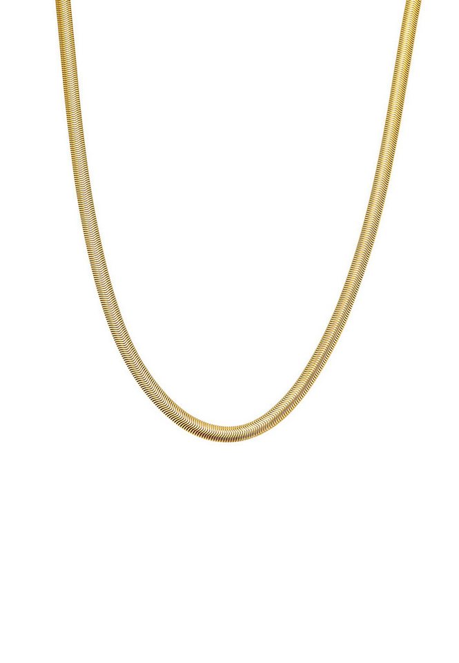 Hey Happiness Schlangenkette Massiv & Flach, wasserfest, Herren Kette Edelstahl, vergoldet von Hey Happiness