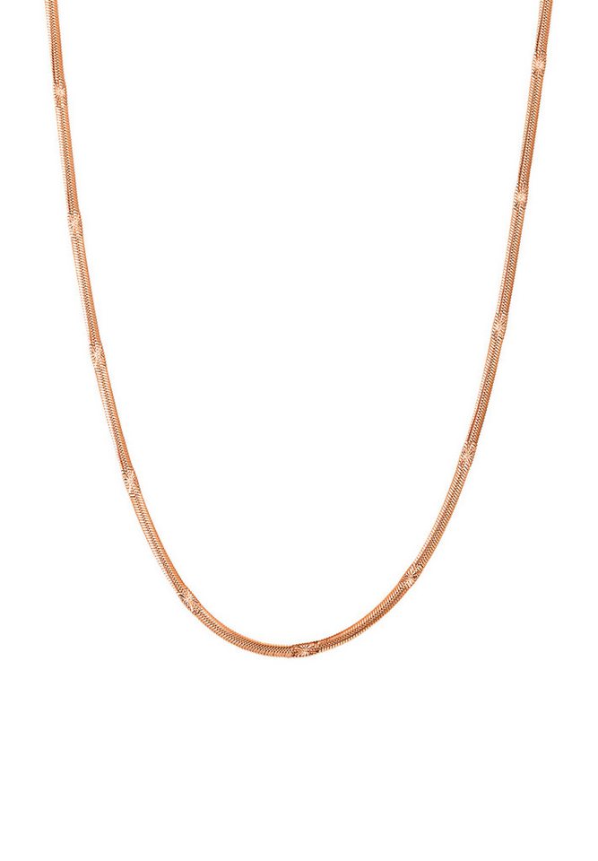 Hey Happiness Schlangenkette Strukturiert, Vergoldet 18K Roségold, Basic Damen Kette Edelstahl, wasserfest von Hey Happiness