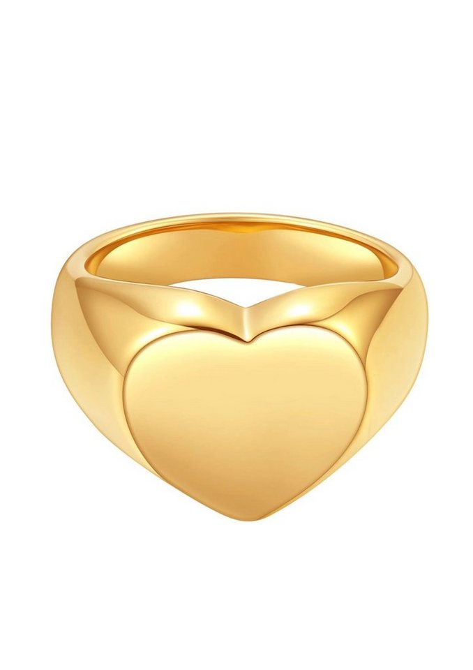 Hey Happiness Siegelring Herz 18K Vergoldet, Chunky Ring groß, Fingerring Edelstahl Damen Herz romantisch, wasserfest Hey Happiness Siegelring Herz 18K Vergoldet, Chunky Ring groß, Fingerring Edelstahl Damen Herz romantisch, wasserfest von Hey Happiness