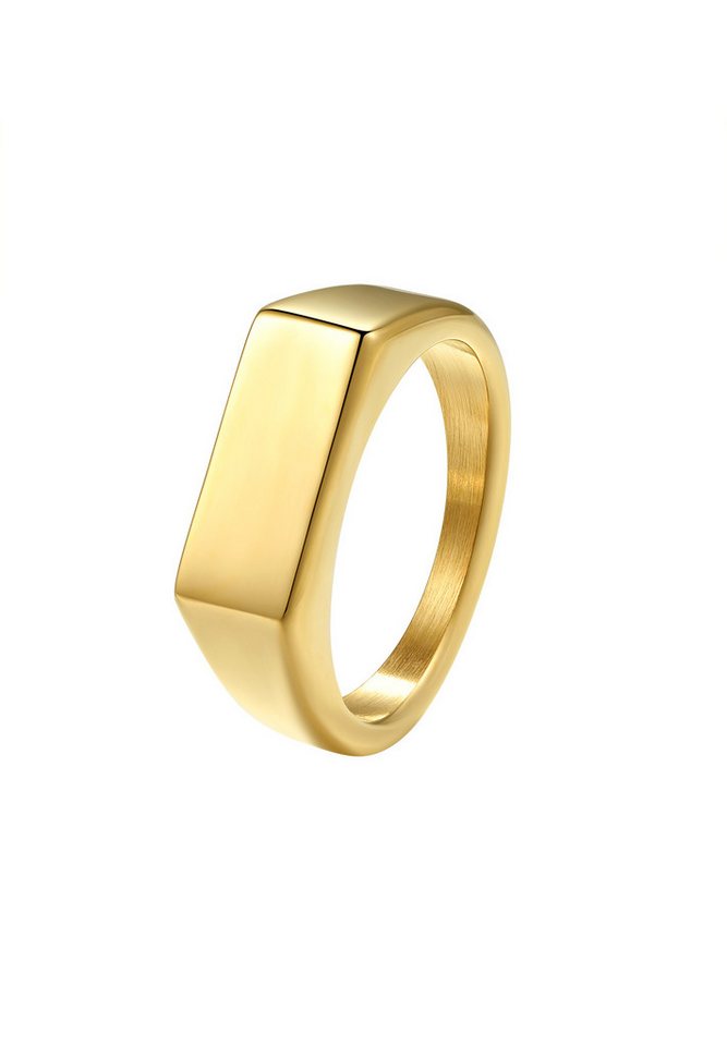 Hey Happiness Siegelring Rechteck Herren, 18K Vergoldeter Edelstahl Ring Geo von Hey Happiness
