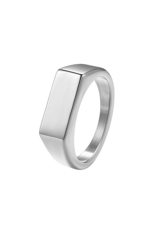 Hey Happiness Siegelring Rechteck Herren, 18K Vergoldeter Edelstahl Ring Geo von Hey Happiness