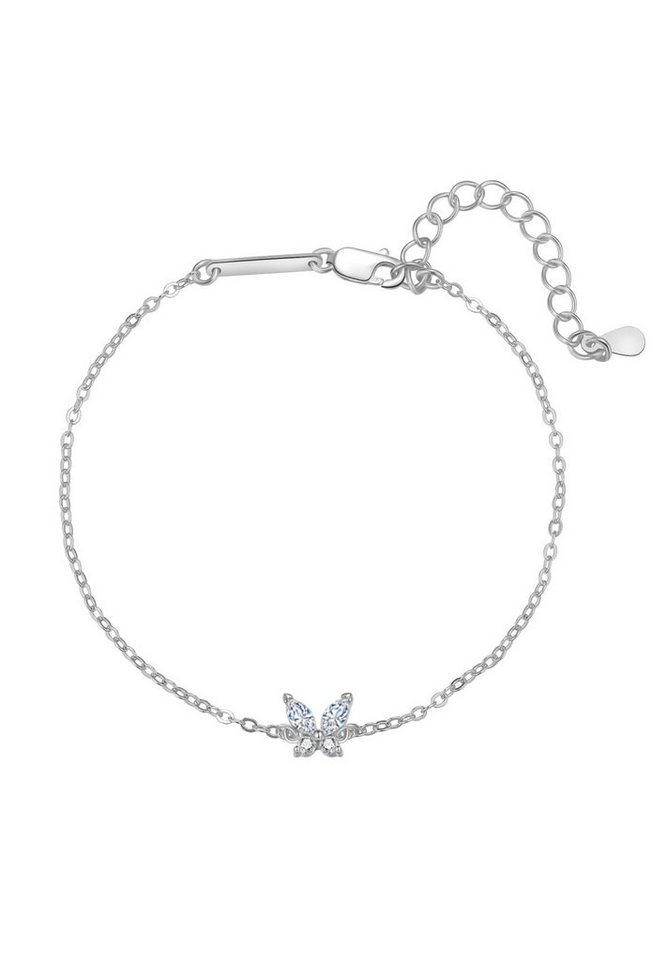 Hey Happiness Silberarmband Schmetterling Kristalle Charm, 18K Vergoldet, Damen Armkette Silber 925 hängend Zirkonia, Brautschmuck von Hey Happiness