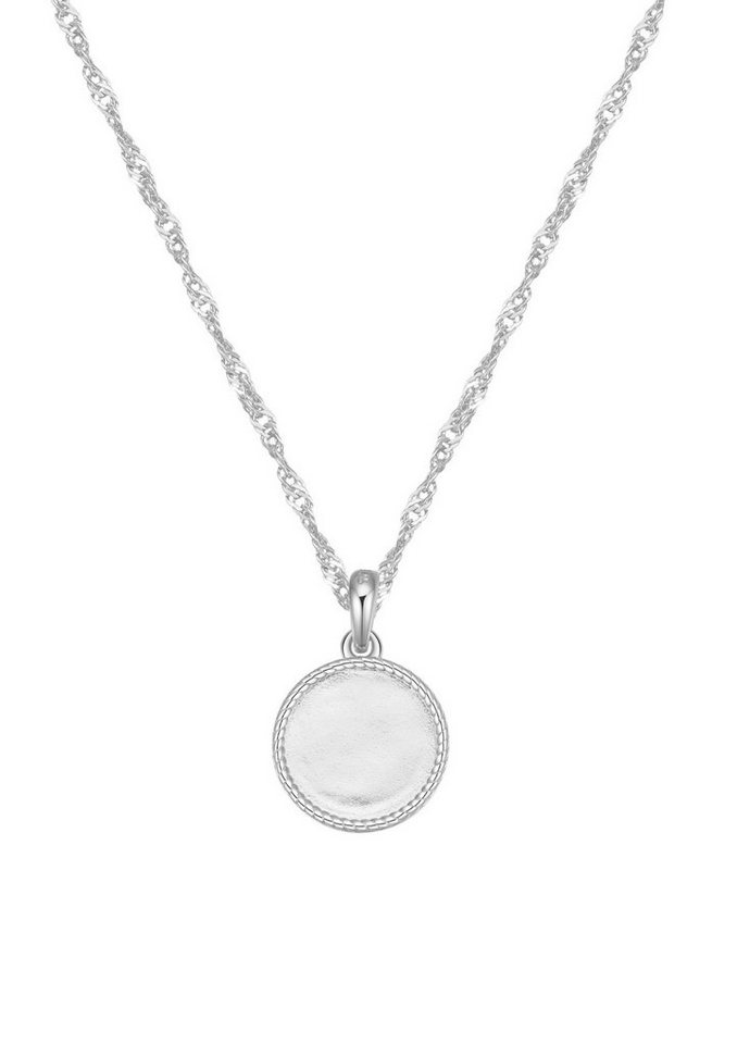 Hey Happiness Silberkette Singapur Verdreht, Kreis Plättchen Anhänger hängend, 18K Vergoldet, 925 Sterling Silber Kette Damen Geo Medallion, Geschenk Idee von Hey Happiness