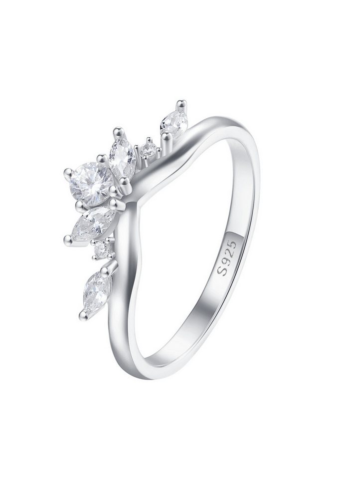 Hey Happiness Silberring Trauring Zirkonia, vergoldet, Kristalle Verlobungsring Damen 925 Silber, Brautschmuck von Hey Happiness