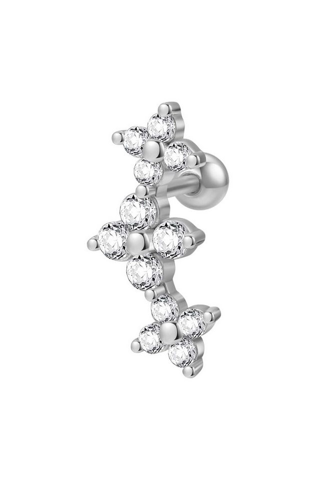 Hey Happiness Single-Ohrstecker Piercing Blume, Knorpel Helix Piercing Ohr, Ohrpiercing Silber 925 Damen Zirkonia, 18K Gold vergoldet von Hey Happiness
