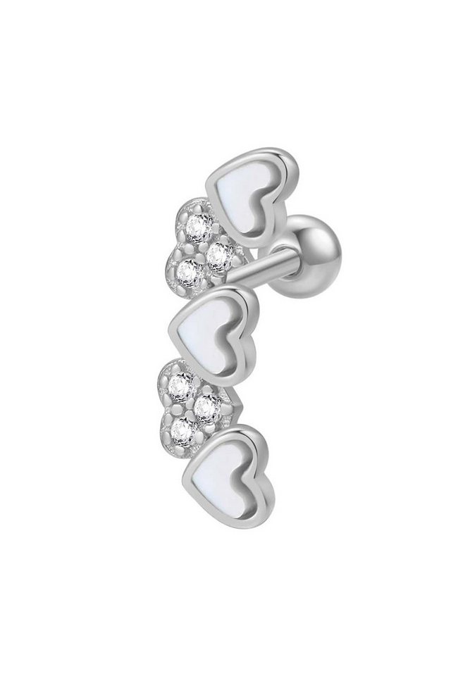 Hey Happiness Single-Ohrstecker Piercing Herz Perlmutt, Knorpel Helix Piercing Ohr, Ohrpiercing Silber 925 Damen Zirkonia, 18K Gold vergoldet von Hey Happiness