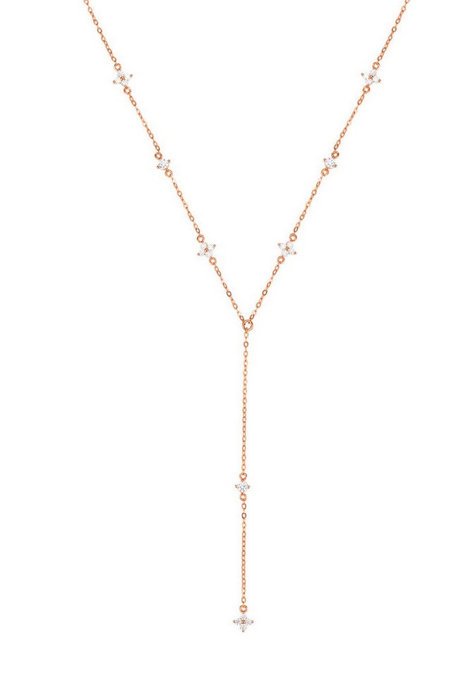Hey Happiness Statementkette Blumen Y-Kette mit Zirkonia, Elegante Damen 925 Silberkette, Silber Gold Roségold von Hey Happiness