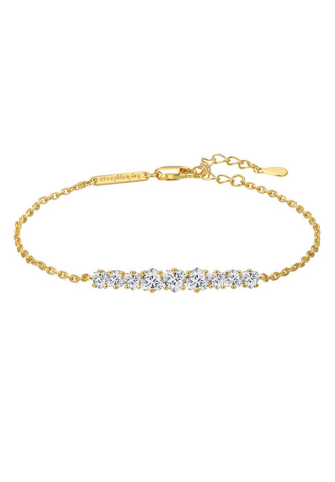 Hey Happiness Tennisarmband Kristalle Herz/ Kreis, zur Auswahl, 925er Silber Damen Armkette Zirkonia, Brautschmuck von Hey Happiness