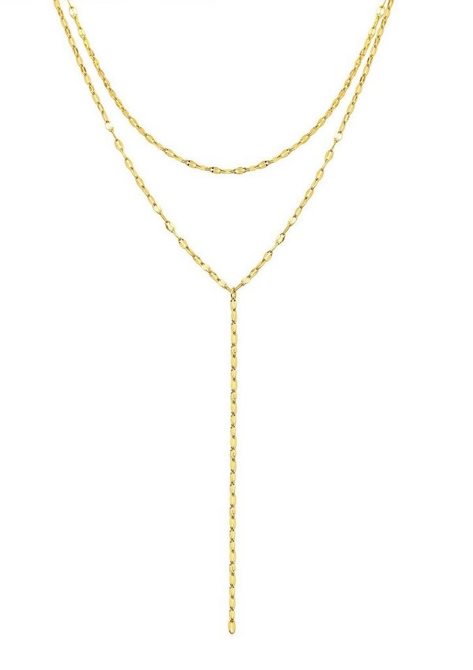 Hey Happiness Y-Kette Damen Layer 18K Gold Roségold, Rolokette Edelstahl zweireihig, Gliederkette Y Rolokette Design, Halskette Lasso wasserfest von Hey Happiness