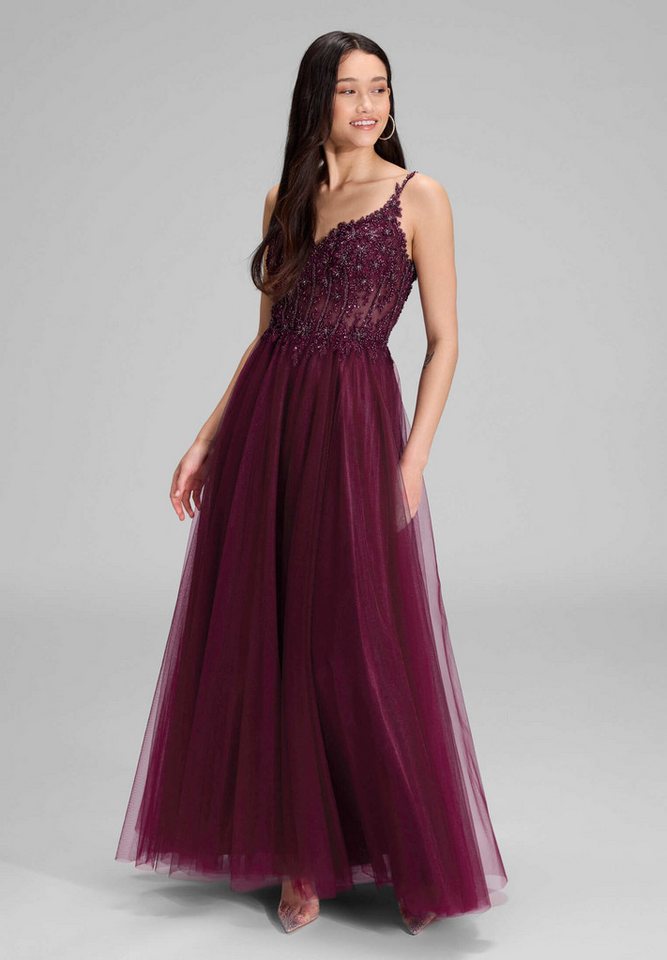 Hey Kyla Abendkleid - Ausgestelltes Tüllkleid mit Stickerei Taillierter Schnitt mit ausgestelltem Rockteil von Hey Kyla