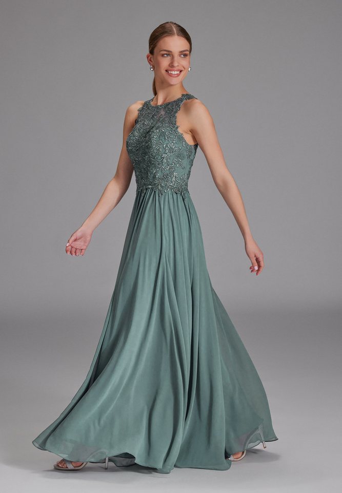 Hey Kyla Abendkleid - Hochgeschlossenes Kleid mit Spitzenstickerei Taillierter Schnitt mit ausgestelltem Rockteil von Hey Kyla