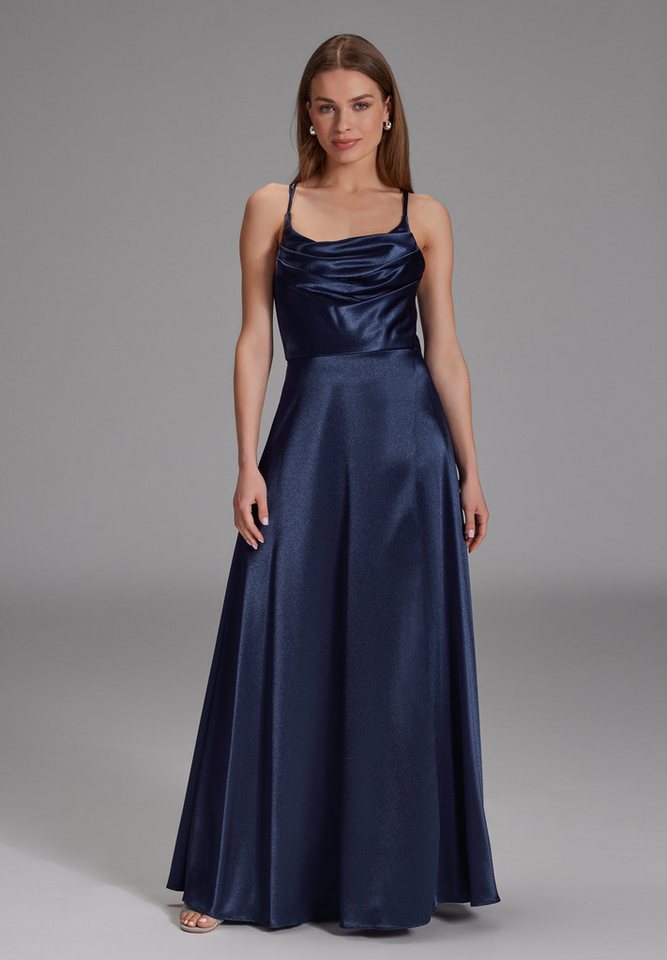 Hey Kyla Abendkleid - Satin-Abendkleid mit Gehschlitz Taillierter Schnitt mit ausgestelltem Rockteil von Hey Kyla