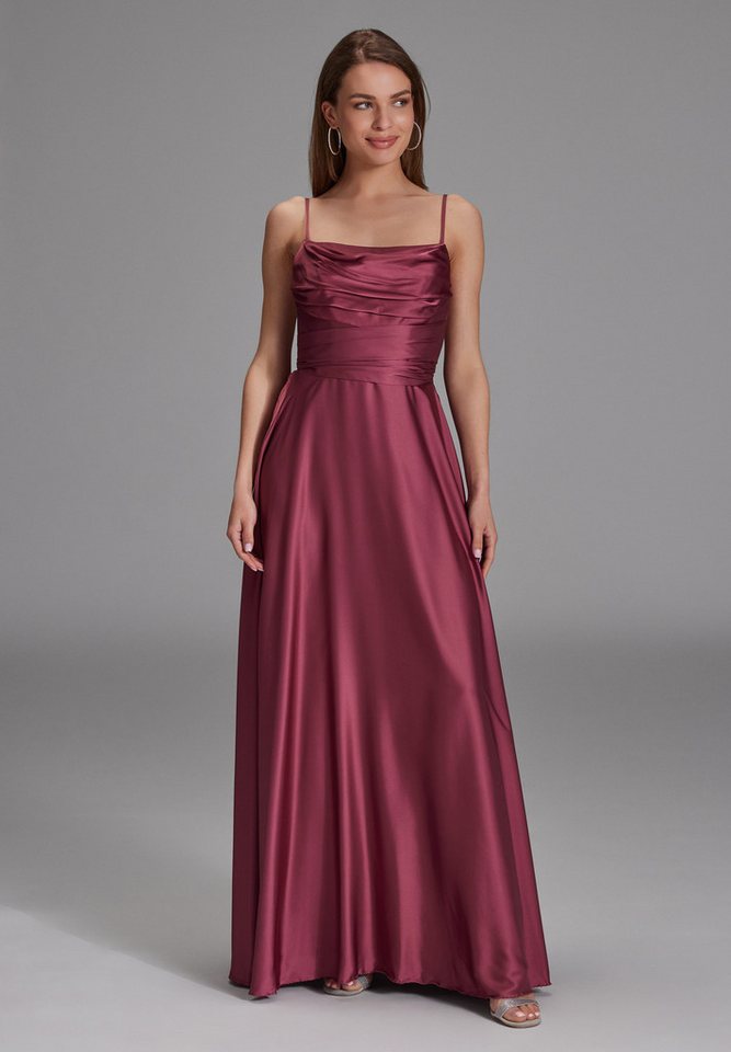 Hey Kyla Abendkleid - Satinkleid mit Bindegürtel in der Taille Taillierter Schnitt mit ausgestelltem Rockteil von Hey Kyla