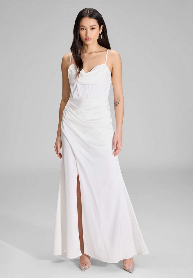 Hey Kyla Abendkleid - Satinkleid mit Drapierung und Beinschlitz Figurbetonte Passform von Hey Kyla