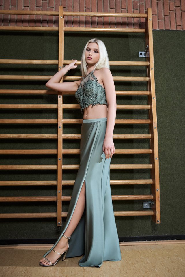 Hey Kyla Abendkleid - Two-piece Kleid mit langen Satinrock Oberteil in figurbetonter Passform von Hey Kyla