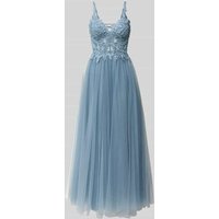Hey Kyla Abendkleid mit Spitze und V-Ausschnitt in Hellblau, Größe 38 von Hey Kyla