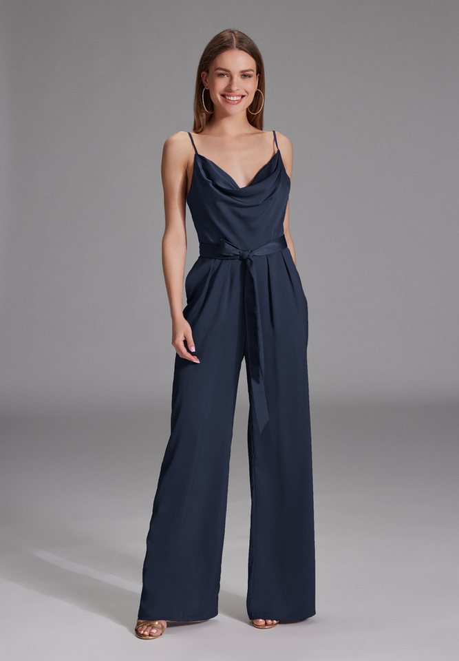 Hey Kyla Jumpsuit - Satin Jumpsuit mit Bindegürtel Oberteil in figurbetonter Passform von Hey Kyla