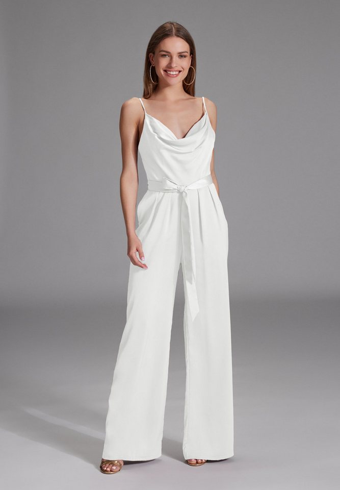 Hey Kyla Jumpsuit - Satin Jumpsuit mit Bindegürtel Oberteil in figurbetonter Passform von Hey Kyla