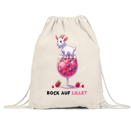 Hey!Print Bock auf Lillet Glas Lillet Ziegenbock Turnbeutel - Lustiges Getränkegeschenk von Hey!Print