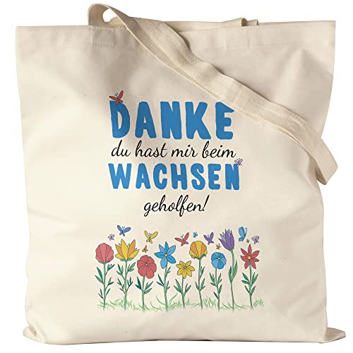 Hey!Print Danke du hast mir beim Wachsen geholfen Jutebeutel Stoffbeutel Canvas Abschiedsgeschenk Erzieherin Tagesmutter Kindergarten von Hey!Print