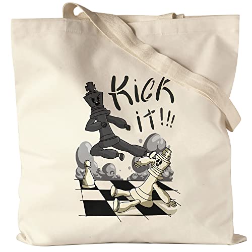 Hey!Print Kick It Jutebeutel Stoffbeutel Canvas Schachspieler Schachbrett Chess Geschenkidee Für Schachfans von Hey!Print