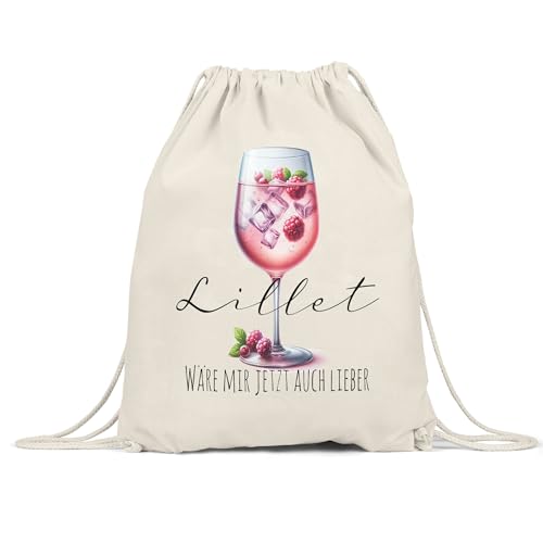Hey!Print Lillet wäre mir jetzt auch lieber Glas Lillet Turnbeutel - Lustiges Getränkegeschenk von Hey!Print