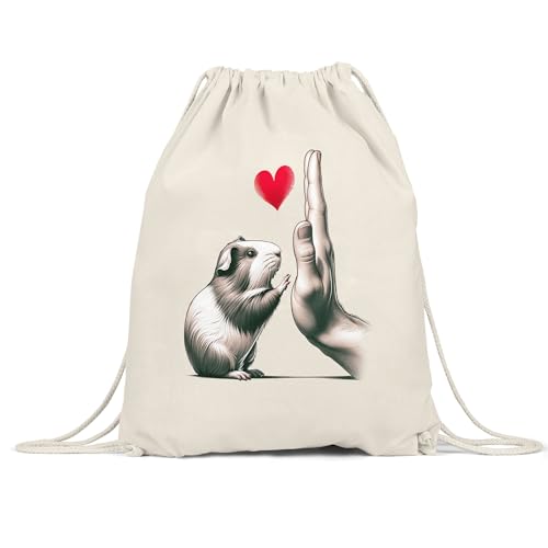 Hey!Print Meerschweinchen High Five Turnbeutel Haustier Nager Meerschweinchen-Liebe von Hey!Print