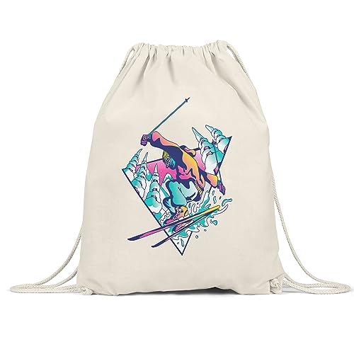 Hey!Print Skifahrer Turnbeutel Gymsack Skibrille Skifahrerin Wintersport Ski Skipiste Sport Bewegung Skifahren Skilift Skianzug von Hey!Print