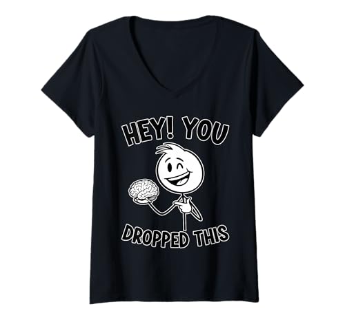 Damen Hey, du hast Dieses lustige Gehirn-Cartoon-Design Fallen Lassen T-Shirt mit V-Ausschnitt Damen Hey, du hast Dieses lustige Gehirn-Cartoon-Design Fallen Lassen T-Shirt mit V-Ausschnitt von Hey You Dropped This Brain Fun Apparel