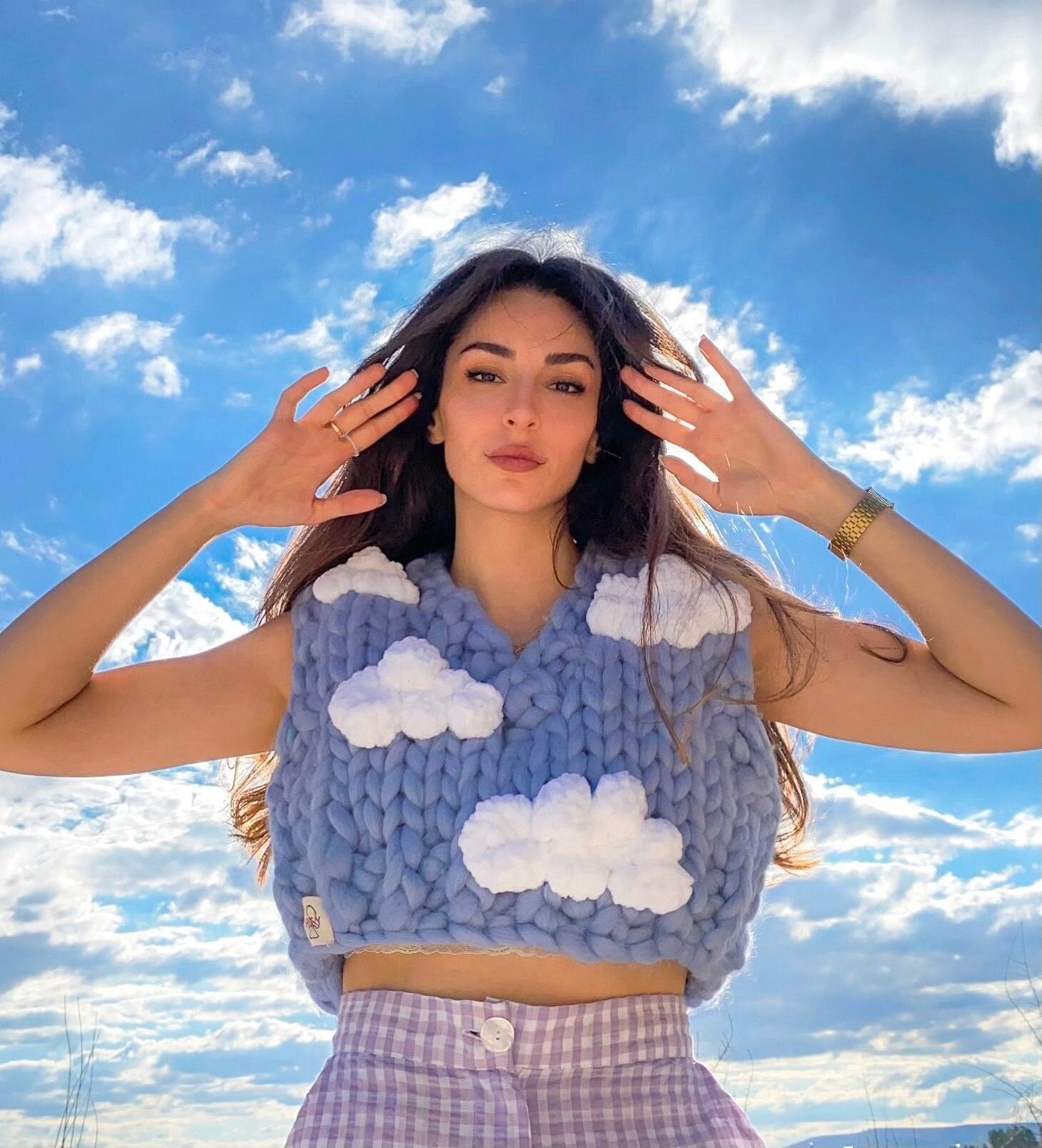 Handgefertigte Wolkenpullover Weste, Grobstrick Weste Mit Flauschigen 3D Wolken, Übergroße Merinowolle Strickjacke Handgefertigte Wolkenpullover Weste, Grobstrick Weste Mit Flauschigen 3D Wolken, Übergroße Merinowolle Strickjacke von HeyAysStore