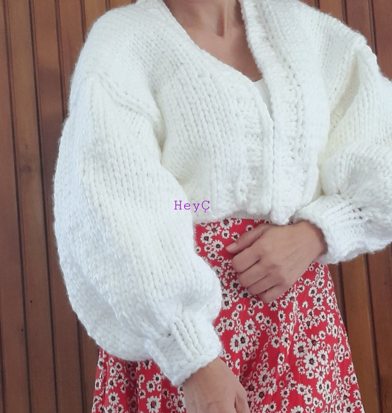 Handgestrickte Weiße Jacke, Handgefertigte Strickjacke, Übergroße Grobstrickweiße Heyc, Geschenk Für Ihre Freundin, Mutter von HeyCKnittingBoutique