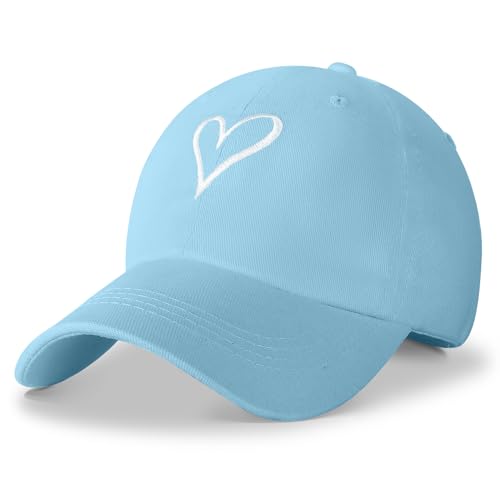 HeyCaps Baseball Cap Damen mit Herzförmiges Stickmuster Baumwolle Mütze Verstellbarem Kappe Outdoor Sports Cap von HeyCaps