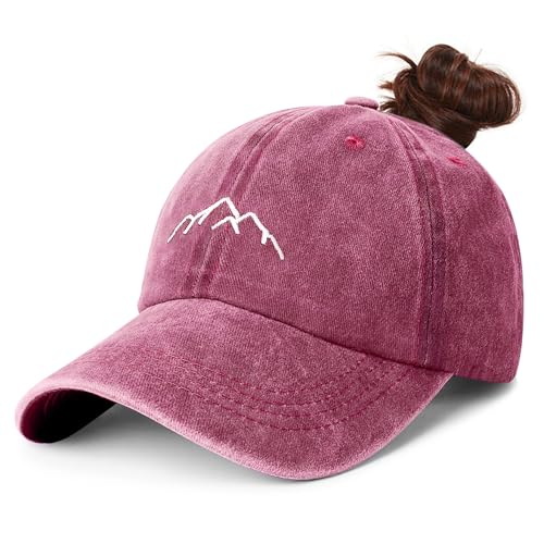 HeyCaps Pferdeschwanz Baseball Cap Damen Atmungsaktiv Verstellbare Baseballkappe Baumwolle Mütze Sonnenschutz Basecap Tennis Golf Sport Cap von HeyCaps