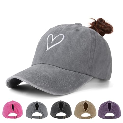 HeyCaps Pferdeschwanz Baseball Cap Damen Verstellbare Baseballkappe Vintage Mützen Sonnenschutz Basecap Mit Zopf Loch für Sommer Sport HeyCaps Pferdeschwanz Baseball Cap Damen Verstellbare Baseballkappe Vintage Mützen Sonnenschutz Basecap Mit Zopf Loch für Sommer Sport von HeyCaps