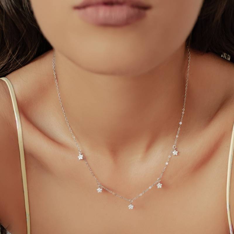 Blumenkette Gold | 925 Sterling Silber Kette Blume Halskette Mit Vergoldete Silberkette Anhänger von HeyHappinessJewelry