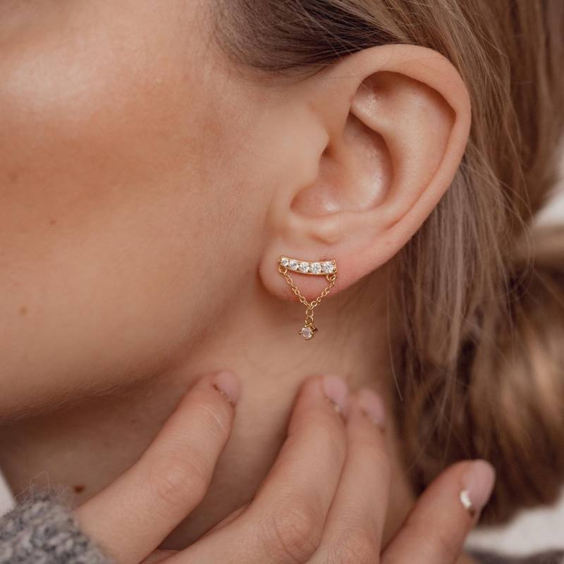 Drop Ohrhänger Mit Strasssteinen 925Er Sterlingsilber | Tropfen Ohrringe Zirkonia Anhänger von HeyHappinessJewelry