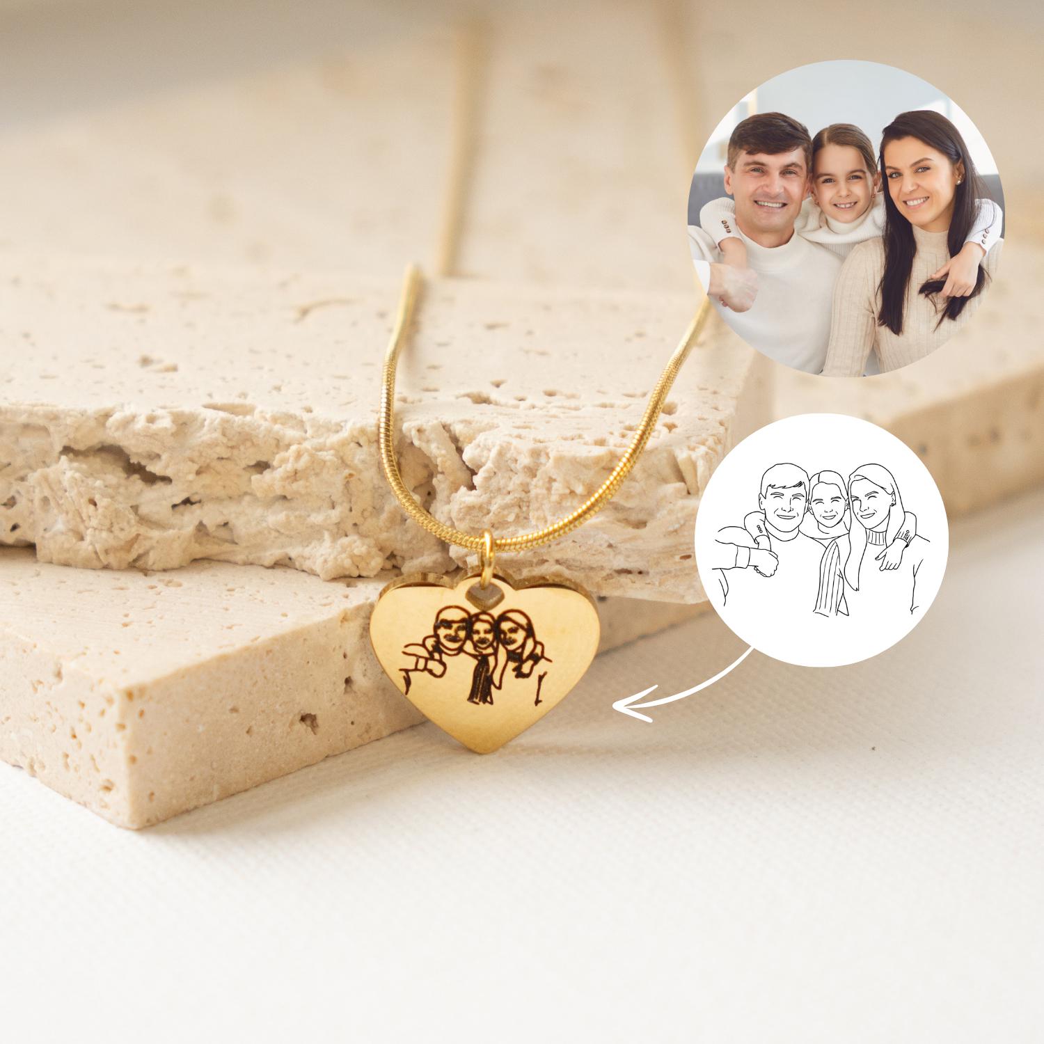 Foto Gravur Herz Kette | Anhänger Mit Bild Edelstahl Schmuck Personalisiertes Geschenk von HeyHappinessJewelry