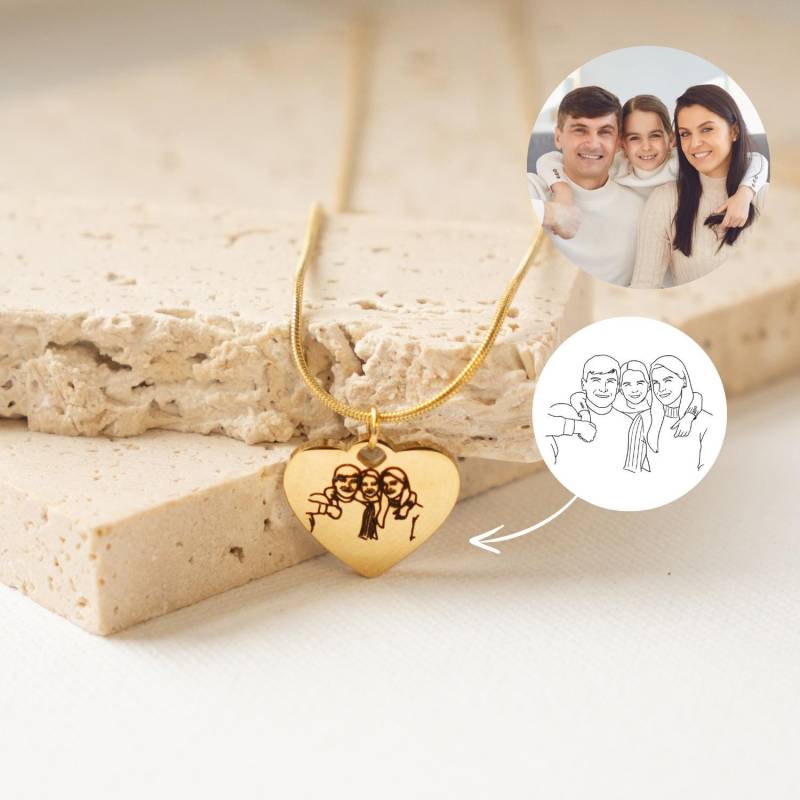 Foto Gravur Herz Kette | Anhänger Mit Bild Edelstahl Schmuck Personalisiertes Geschenk von HeyHappinessJewelry