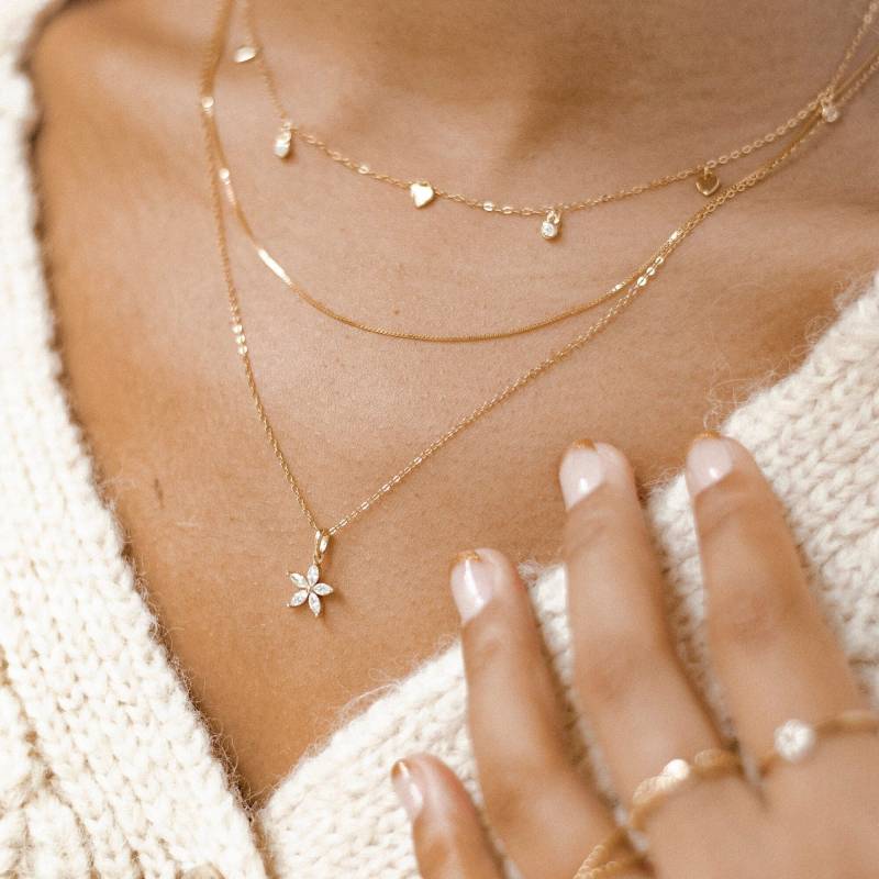 Gänseblümchen Kette Mit Schmucksteinen Sterlingsilber in Gold | Anhänger Blume Schmuck Rose Armband Damen von HeyHappinessJewelry