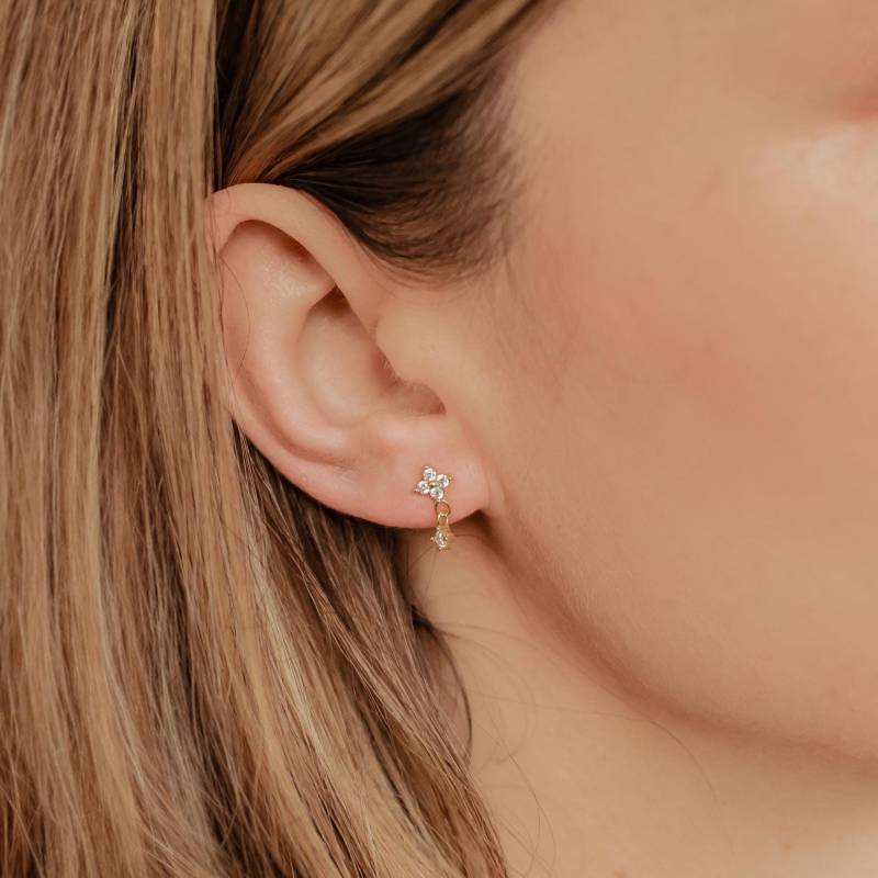 Gänseblümchen Ohrringe Silber Hängend | Blumen Gold Blumenohrringe von HeyHappinessJewelry