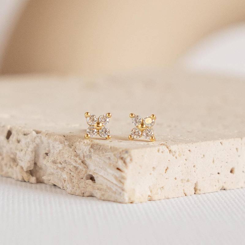 Gänseblümchen Ohrstecker Vergoldetes Sterlingsilber | Kleine Ohrringe Blume Silber Blüte Damen Roségold von HeyHappinessJewelry