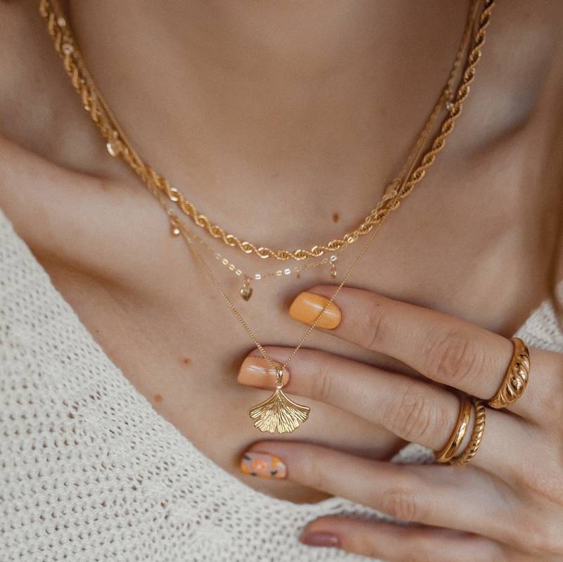 Ginkgoblatt Anhänger Vergoldeter Sterlingsilber 925 | Ginkgo Blatt Kette Mit Für Feine Silber Damen von HeyHappinessJewelry