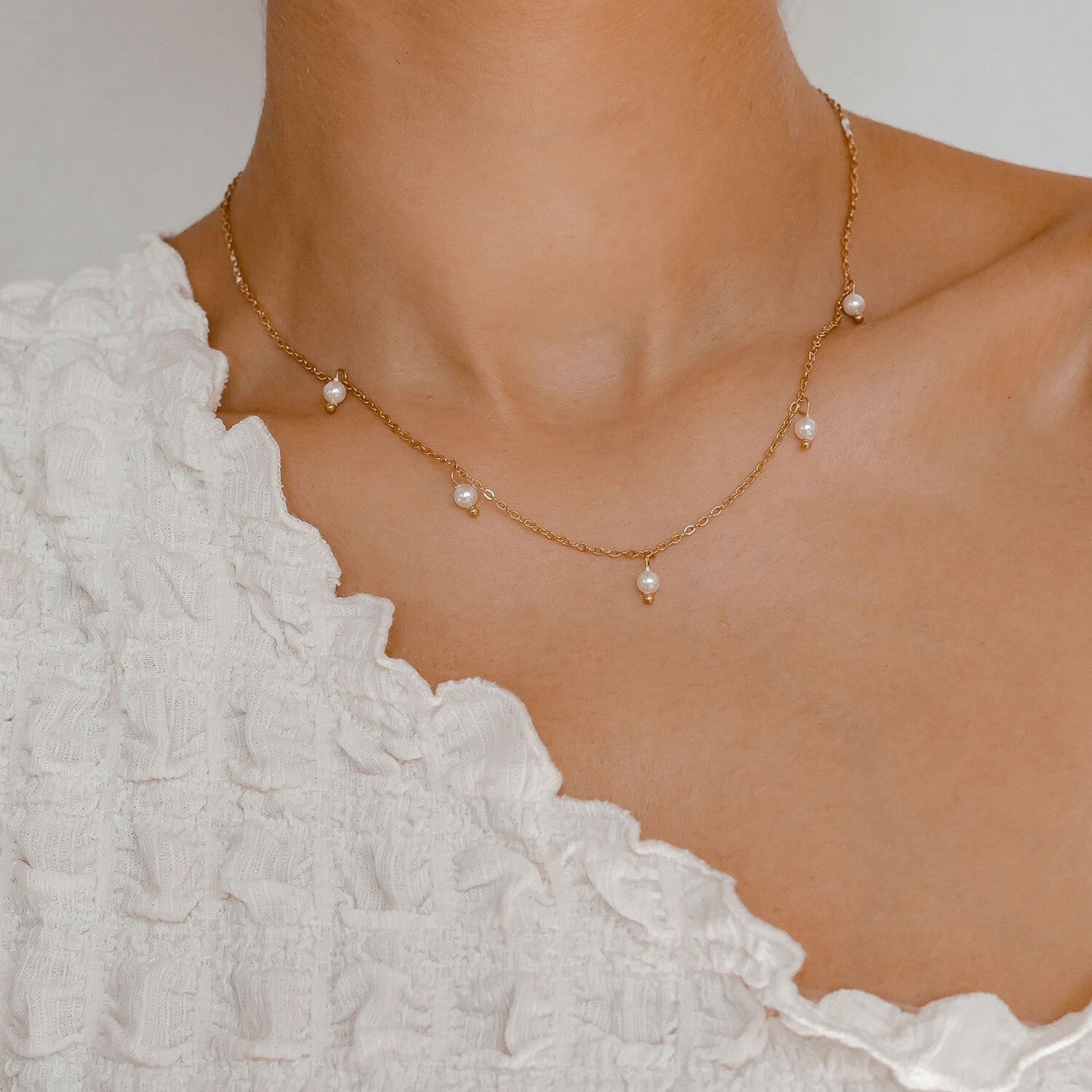 Kette Mit Perlenanhänger Silber | Goldkette Kleinen Perlen Perlenkette Rosegold Wasserfeste von HeyHappinessJewelry