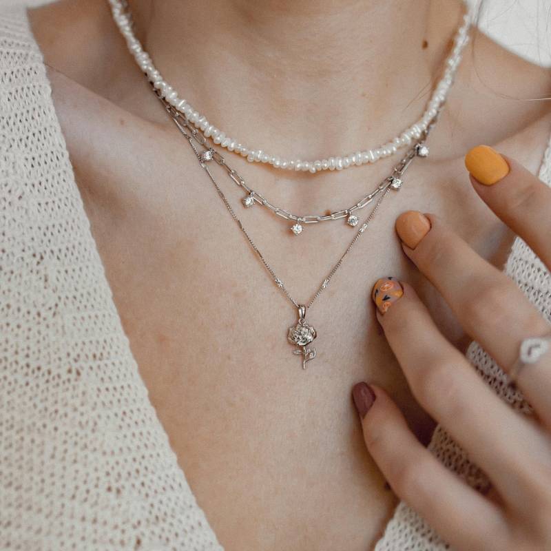 Kette Mit Rose Anhänger Sterlingsilber | Silber von HeyHappinessJewelry