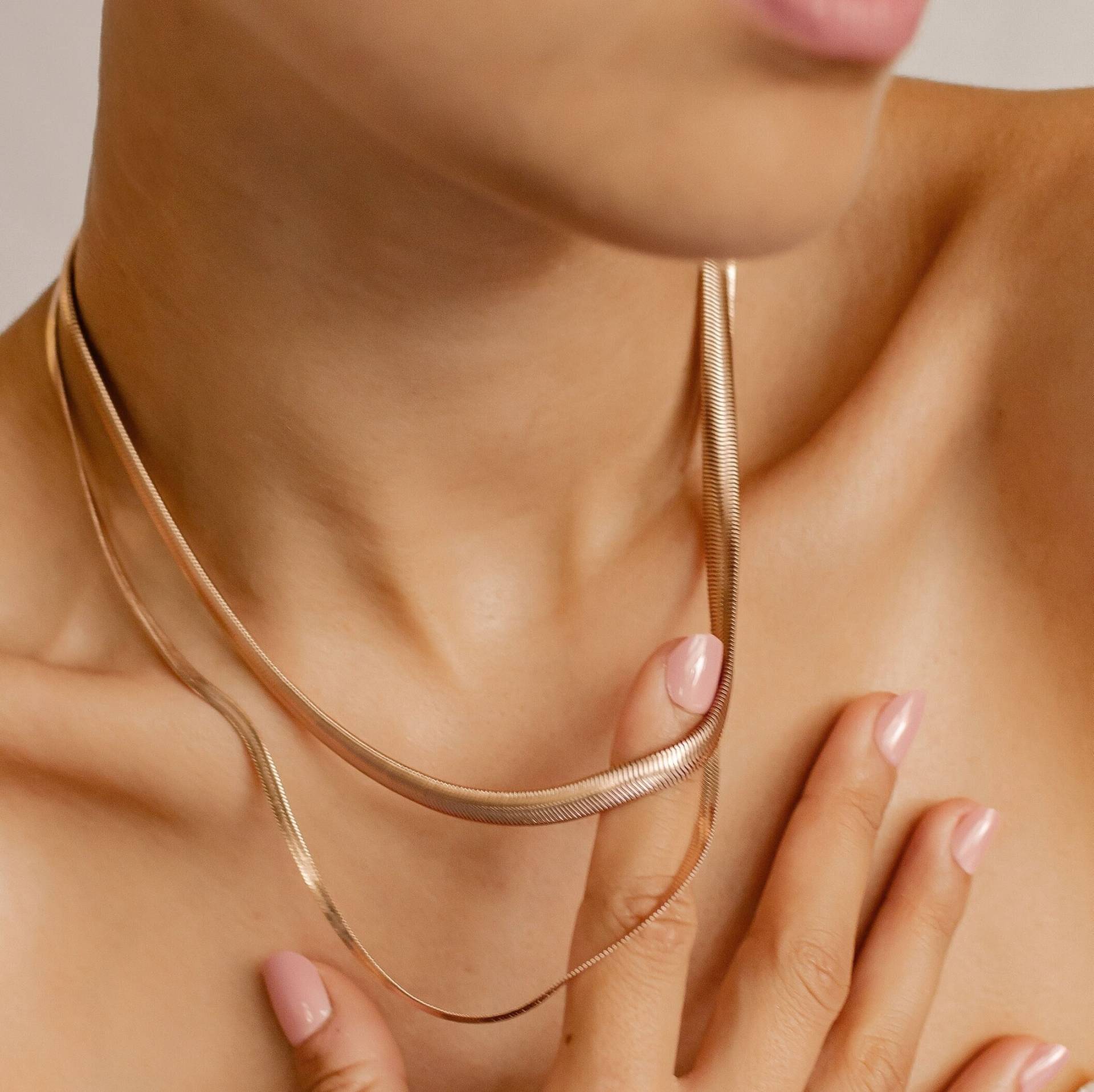 Ketten Set Gold | 2 Layering Look Rosegold Layer Silber Wasserfeste Edelstahl von HeyHappinessJewelry