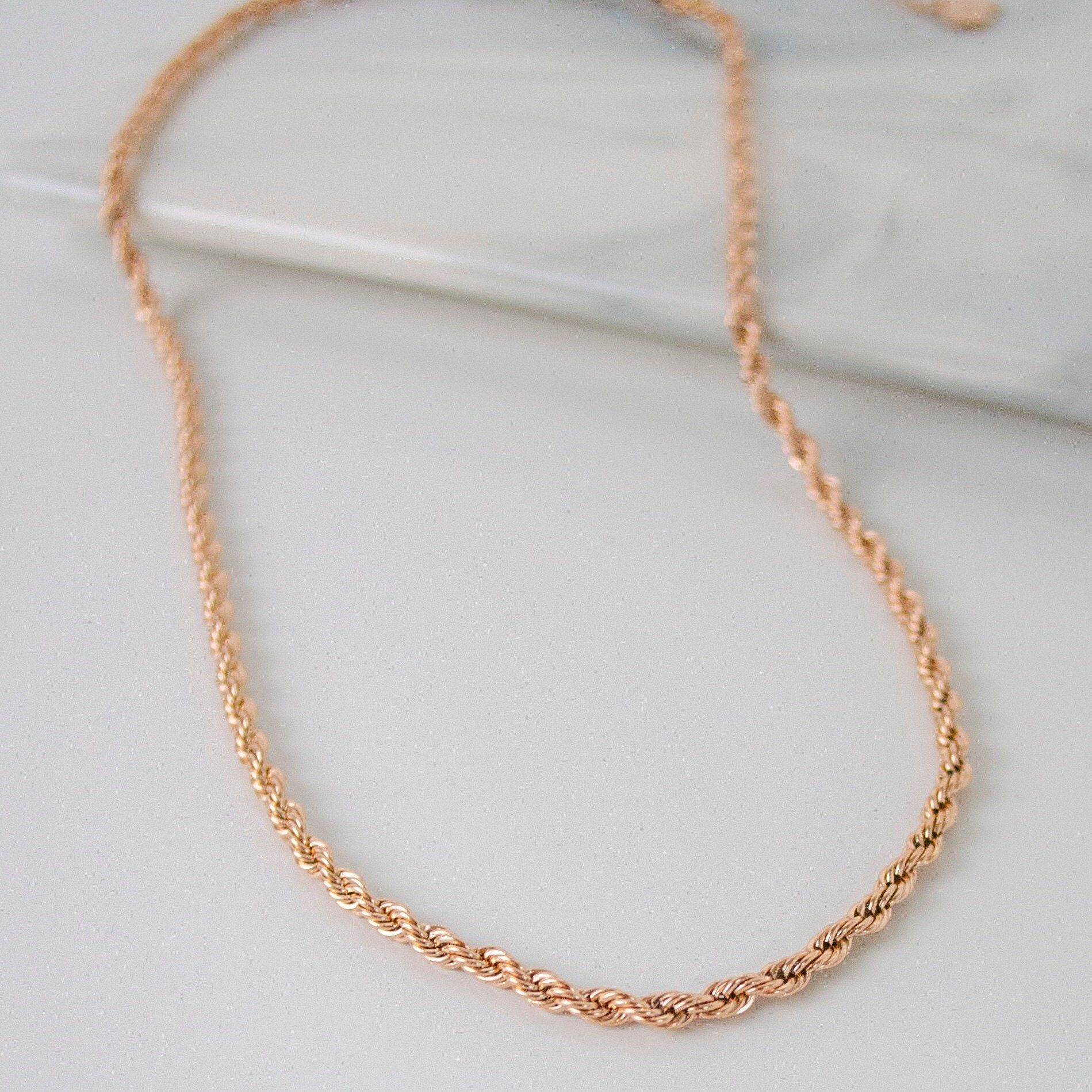 Kordelkette Rosegold | Filigrane Halskette Gedreht von HeyHappinessJewelry