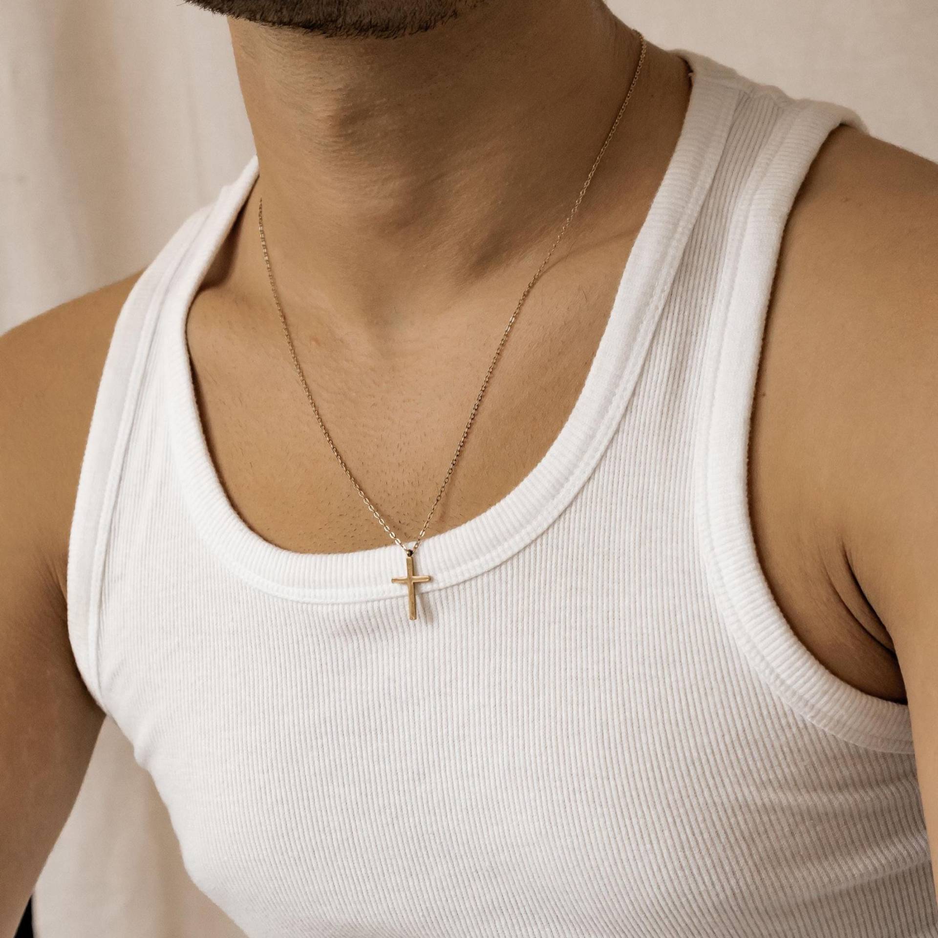 Kreuz Kette Herren | Kreuzkette Gold Mit Anhänger Silber Halskette Edelstahl Herrenkette Wasserfest von HeyHappinessJewelry