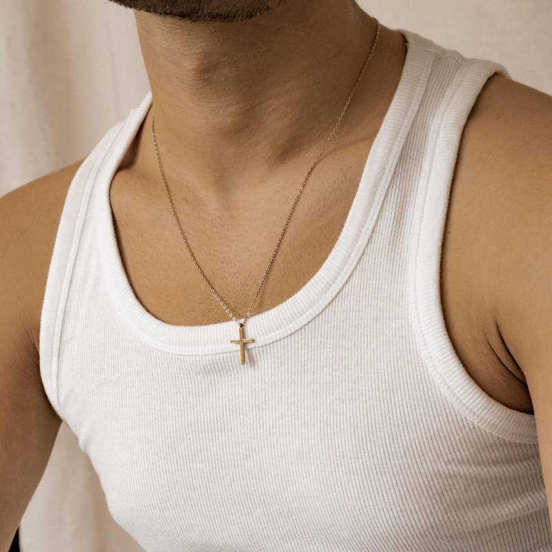 Kreuz Kette Herren | Kreuzkette Gold Mit Anhänger Silber Halskette Edelstahl Herrenkette Wasserfest von HeyHappinessJewelry