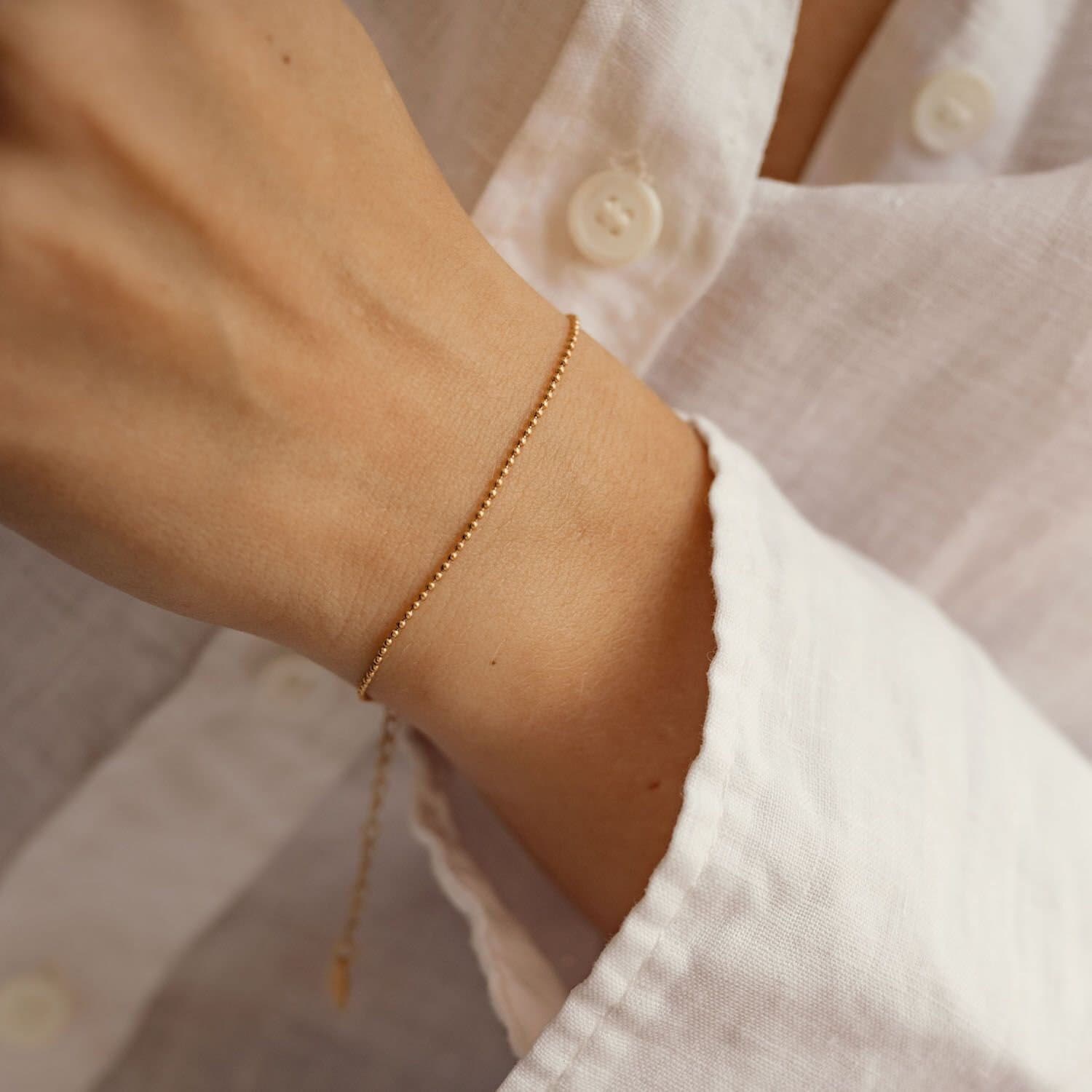 Kugel Armband Gold | Filigranes Armkettchen Mit Kugeln Gold, Rosegold Und Silber von HeyHappinessJewelry